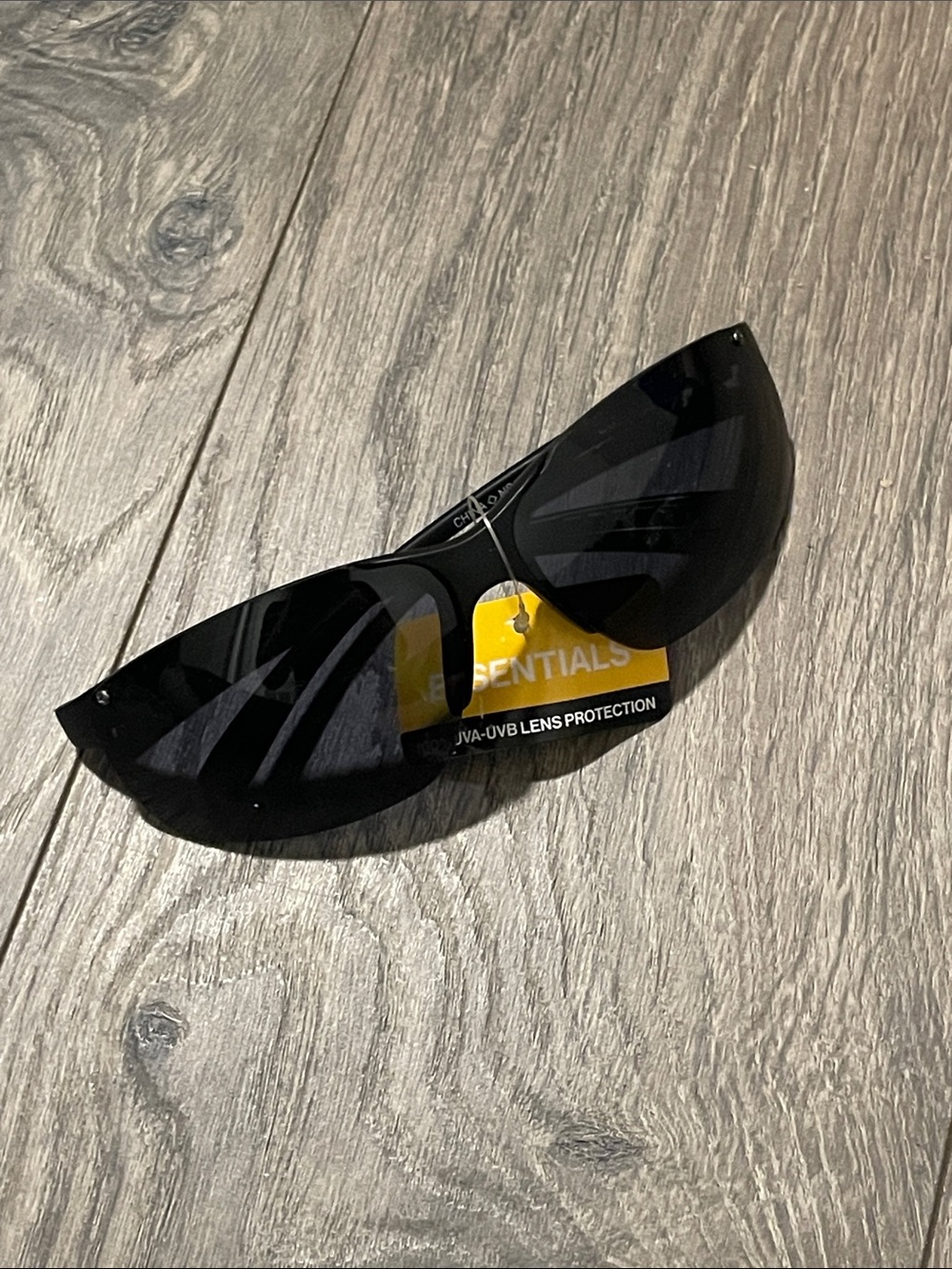 Essentials Men’s Black Shield Sunglasses — Wraparound Style